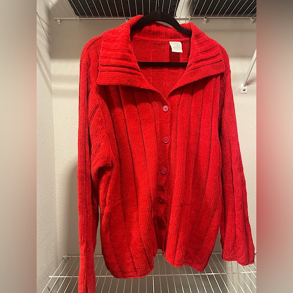 vintage red button up sweater
